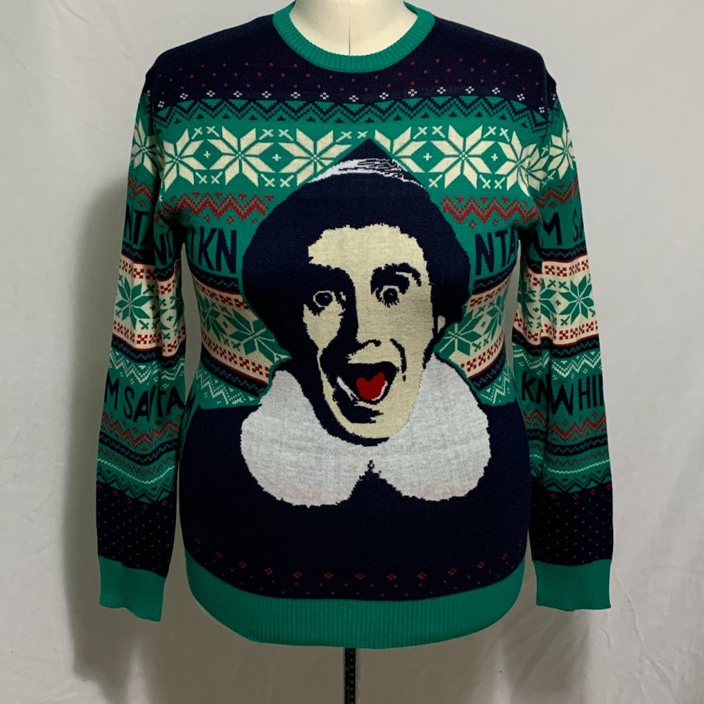 Ugly Christmas Sweater Buddy The Elf I Know Him Santa Fair Isle Mens Womens M